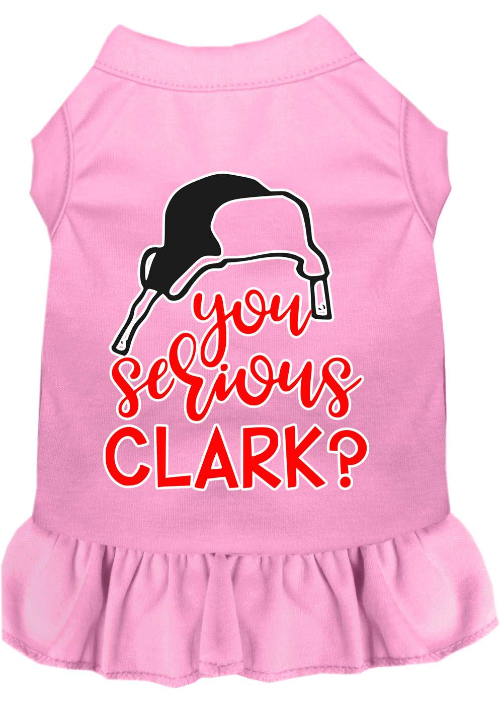 You Serious Clark? Screen Print Dog Dress Light Pink Lg